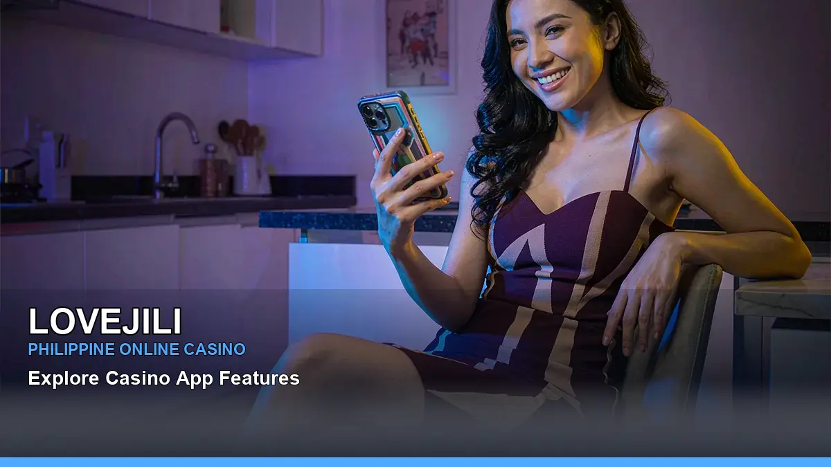 LOVEJILI download mobile casino app in a floating tile scene for the LOVEJILI brand search, casino access, games, account